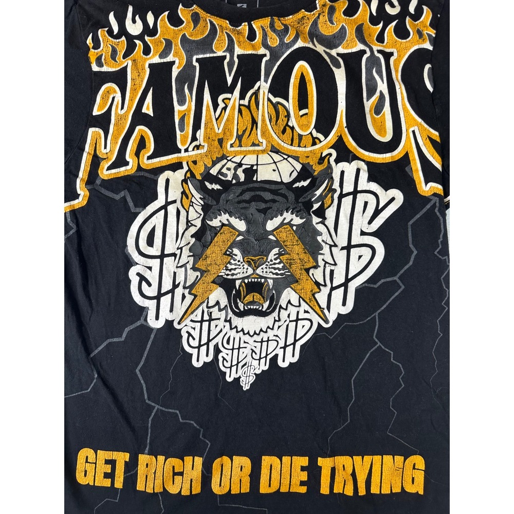 Southpole Mens Graphic T-Shirt Black Famous Tiger Get Rich Or Die Trying Size M - Picture 2 of 6